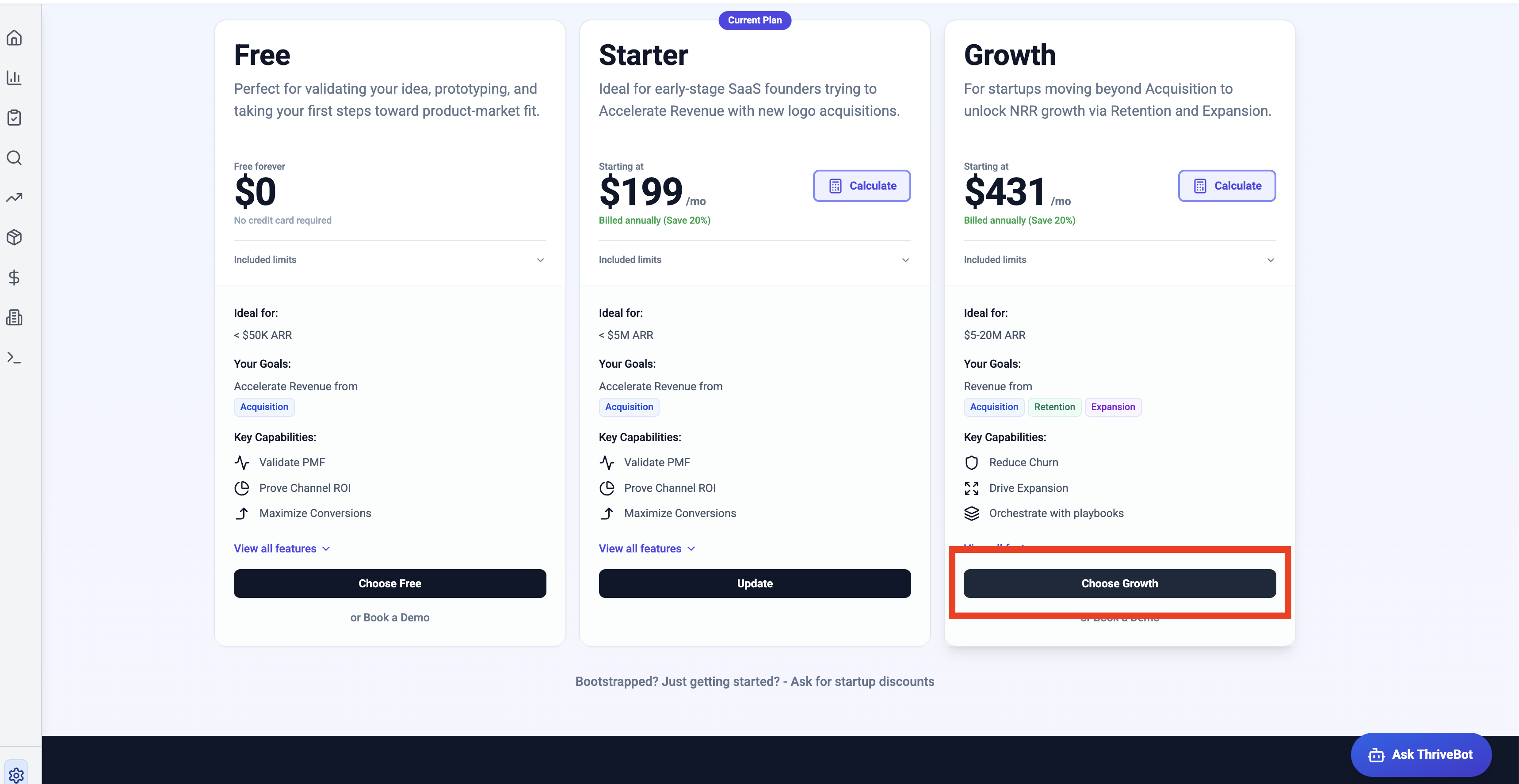 Select the Growth plan